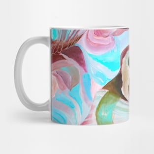 Aqua Tropical Abstract Contemporary Botanical Artwork Mug